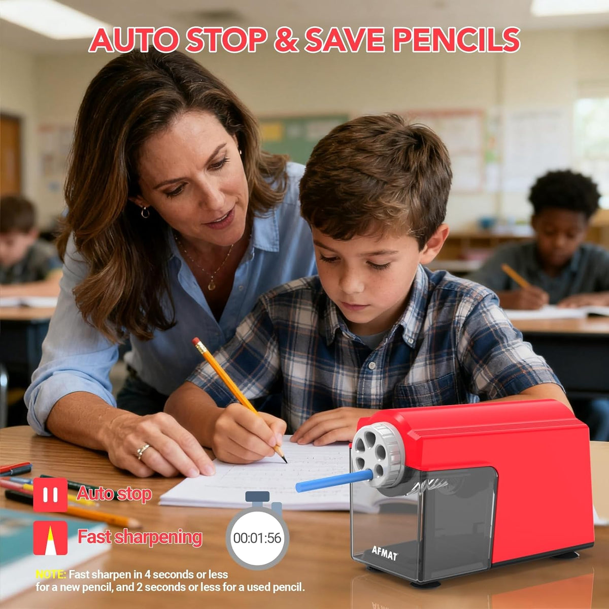 🥰Classroom Must-Haves Every Teacher Needs🥰Electric Pencil Sharpener for Classroom, 6 Holes & Cordless & Rechargeable &Heavy Duty, 10K+ Uses, for 6-11mm No.2/Large/Colored Pencils,PSD4RD