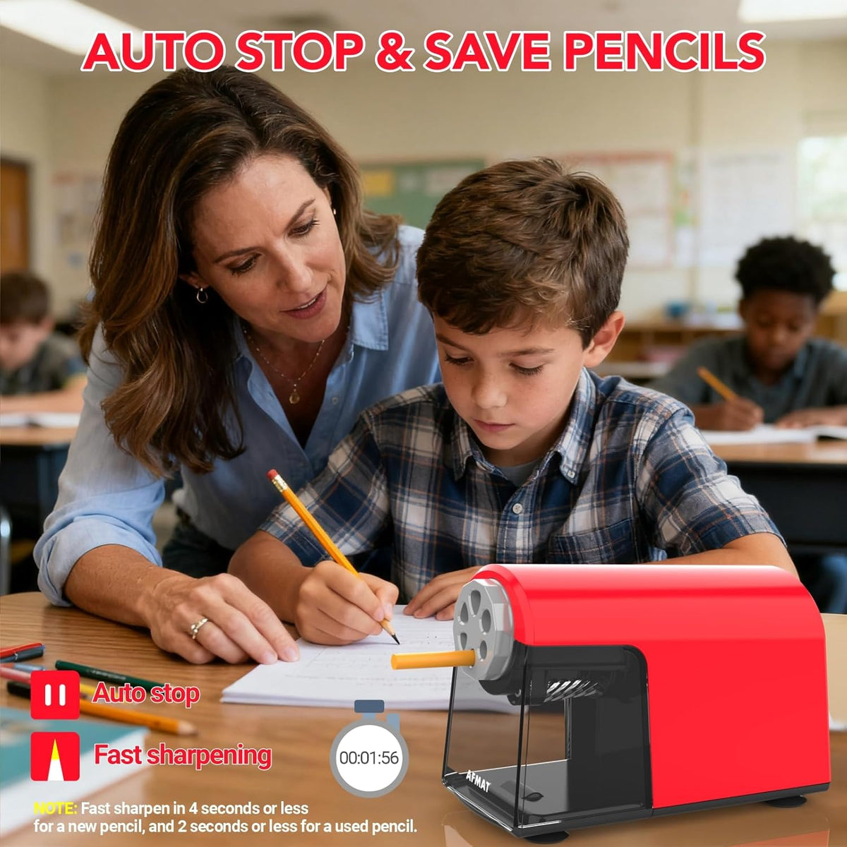 🤩Classroom Must-Haves Every Teacher Needs🤩6-Hole Electric Pencil Sharpener for Classroom, Cordless & Rechargeable & Heavy Duty, for 6-11mm Colored Pencils, 10,000+ Sharpenings,PSD2RD