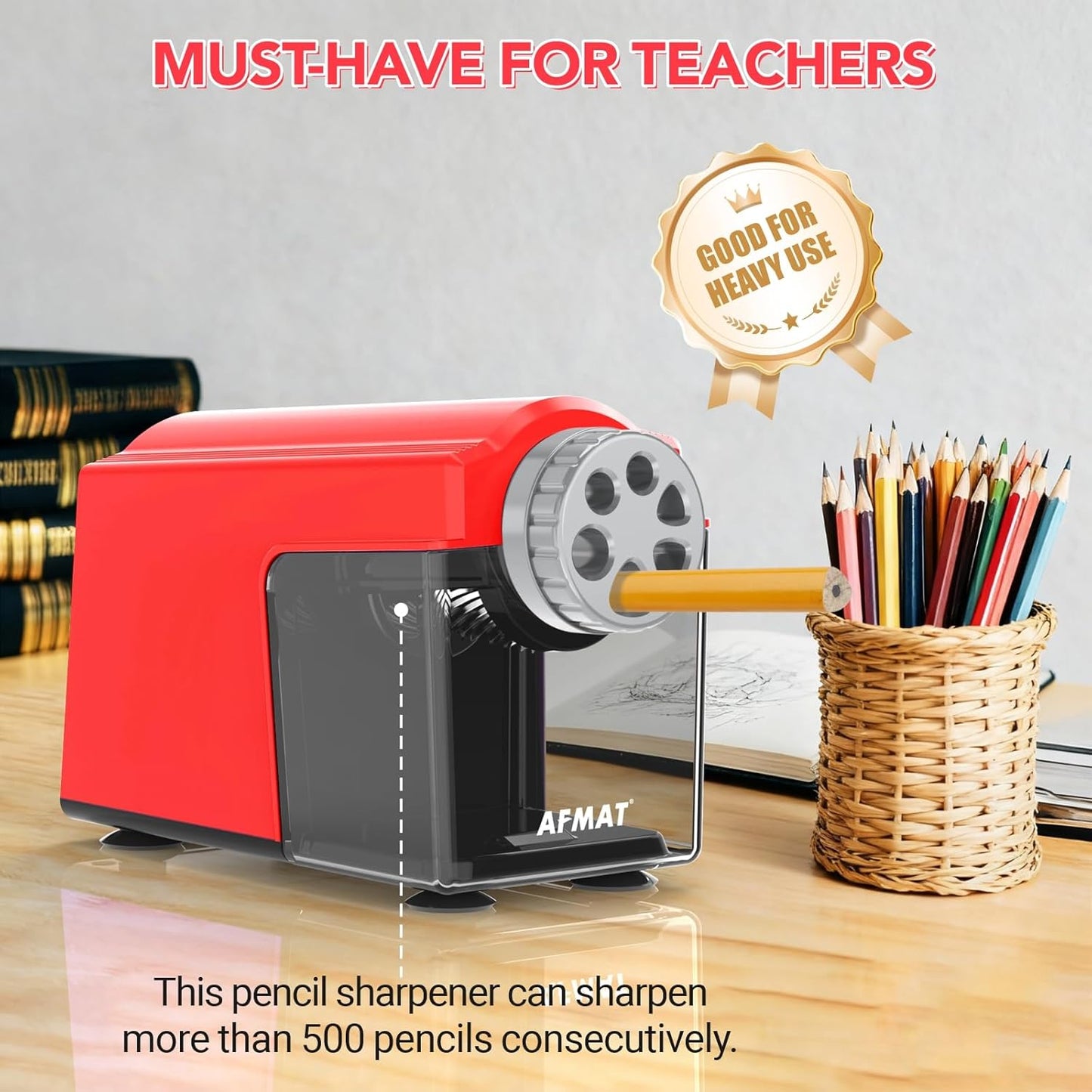 ✏️Best Back-to-School Deals✏️Electric Pencil Sharpener for Classroom, 6 Holes & Cordless & Rechargeable &Heavy Duty, 10K+ Uses, for 6-11mm No.2/Large/Colored Pencils,PSD4RD