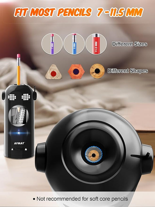 AFMAT PSX5EW Robot Fully Automatic Electric Pencil Sharpener for 7-11.5mm Pencils,PSX5BKEW