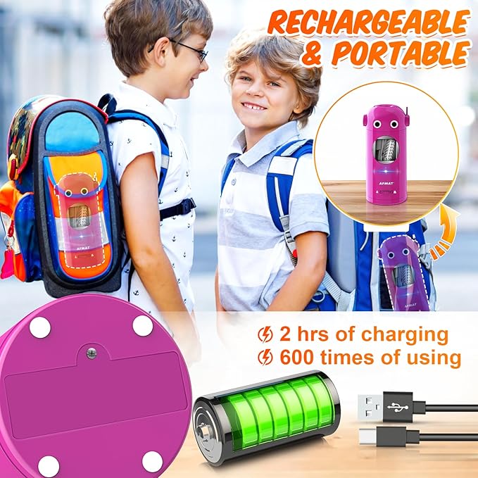 🎁Best Gift Everyone Loves🎁 AFMAT Fully Automatic Robot Rechargeable Electric Pencil Sharpener for 7-11.5mm Colored/Jumbo Pencils,PSX5PRRB