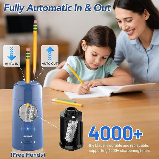 Available in Australia:AFMAT PSX6 Electric Pencil Sharpener, Rechargeable Automatic Pencil Sharpener for Jumbo & Colored Pencils (7-11.5mm),Blue