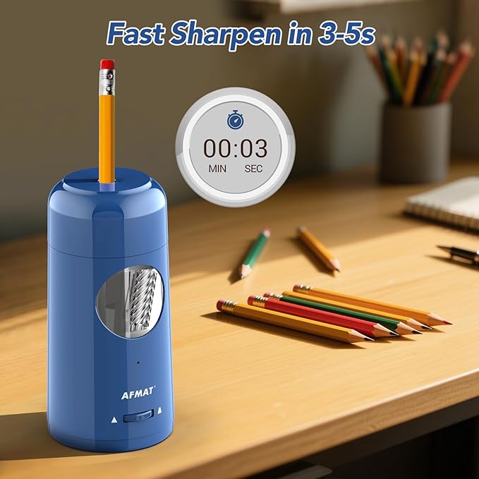 🎁Perfect Gift For A Teacher🎁Fully Automatic Rechargeable Electric Pencil Sharpener for 7-11.5mm Colored/Jumbo Pencils,PSX6BL