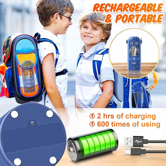 🎁Best Back to School Teacher Gift🎁Fully Automatic Robot Rechargeable Electric Pencil Sharpener for 7-11.5mm Colored/Jumbo Pencils,PSX5BLRB