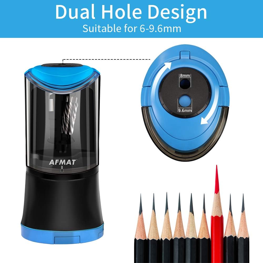 🎨Artists Must Have 🎨Electric Long Point Pencil Sharpener, 2 Holes, Fast Sharpen & Auto Stop, 8-17mm Long Point, Rechargeable Artist Pencil Sharpener for 6-9.6mm Large Pencils, Charcoal/Drawing/Colored Pencils,PS09