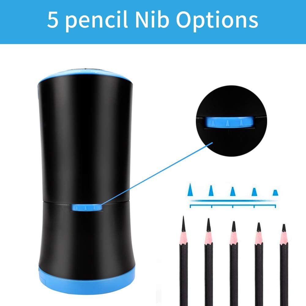 🎨Artists Must Have 🎨Electric Long Point Pencil Sharpener, 2 Holes, Fast Sharpen & Auto Stop, 8-17mm Long Point, Rechargeable Artist Pencil Sharpener for 6-9.6mm Large Pencils, Charcoal/Drawing/Colored Pencils,PS09