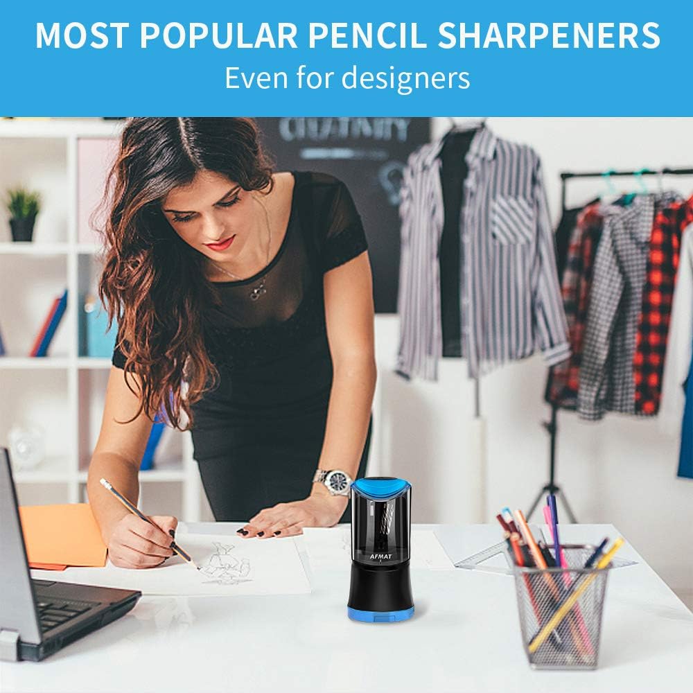 🎨Artists Must Have 🎨Electric Long Point Pencil Sharpener, 2 Holes, Fast Sharpen & Auto Stop, 8-17mm Long Point, Rechargeable Artist Pencil Sharpener for 6-9.6mm Large Pencils, Charcoal/Drawing/Colored Pencils,PS09