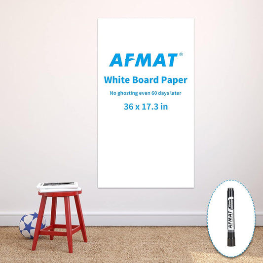 AFMAT Whiteboard-Aufkleber, 43,9 x 91,4 cm, trocken abwischbare Tapete, abziehen und aufkleben, Whiteboard für die Wand, Modell: WS40