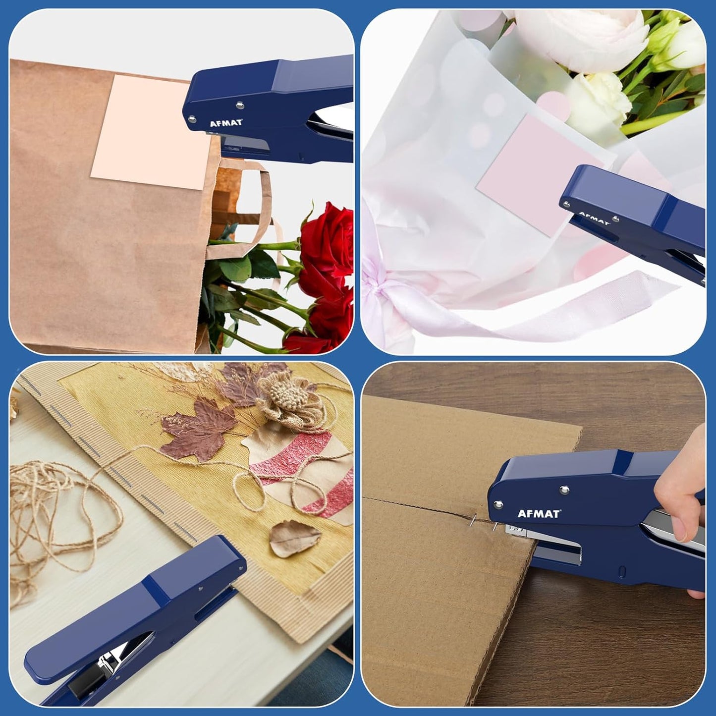 AFMAT ES14 Effortless Plier Stapler, Metal 50 Sheet Stapling Plier, with 1000 5/16" Staples