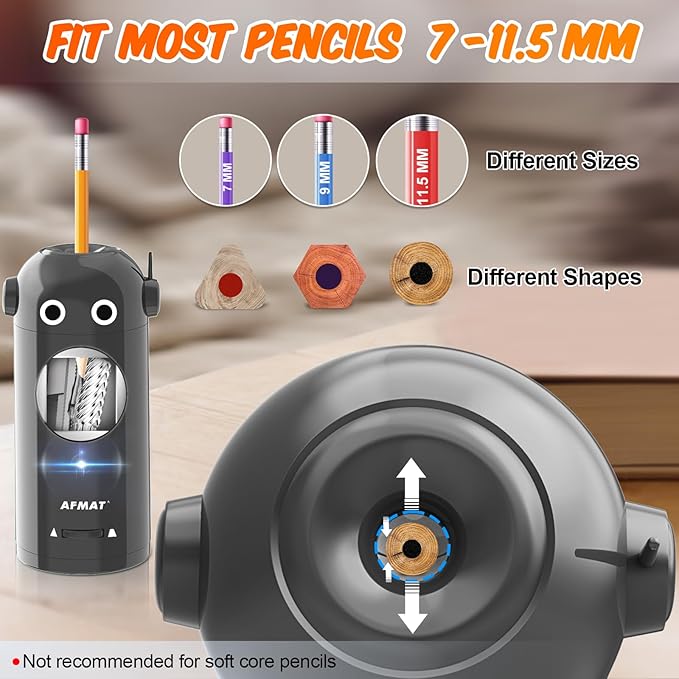 šBest Gift Everyone Lovesš AFMAT Fully Automatic Robot Electric Pencil Sharpener for Colored Pencils 7-11.5mm,PSX5GYRB