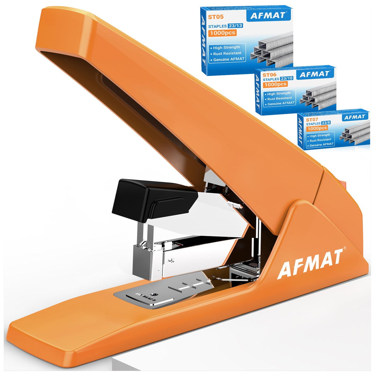 AFMAT ES18 Heavy Duty Stapler, 100-Sheet Effortless Desktop Stapler, ES18OR