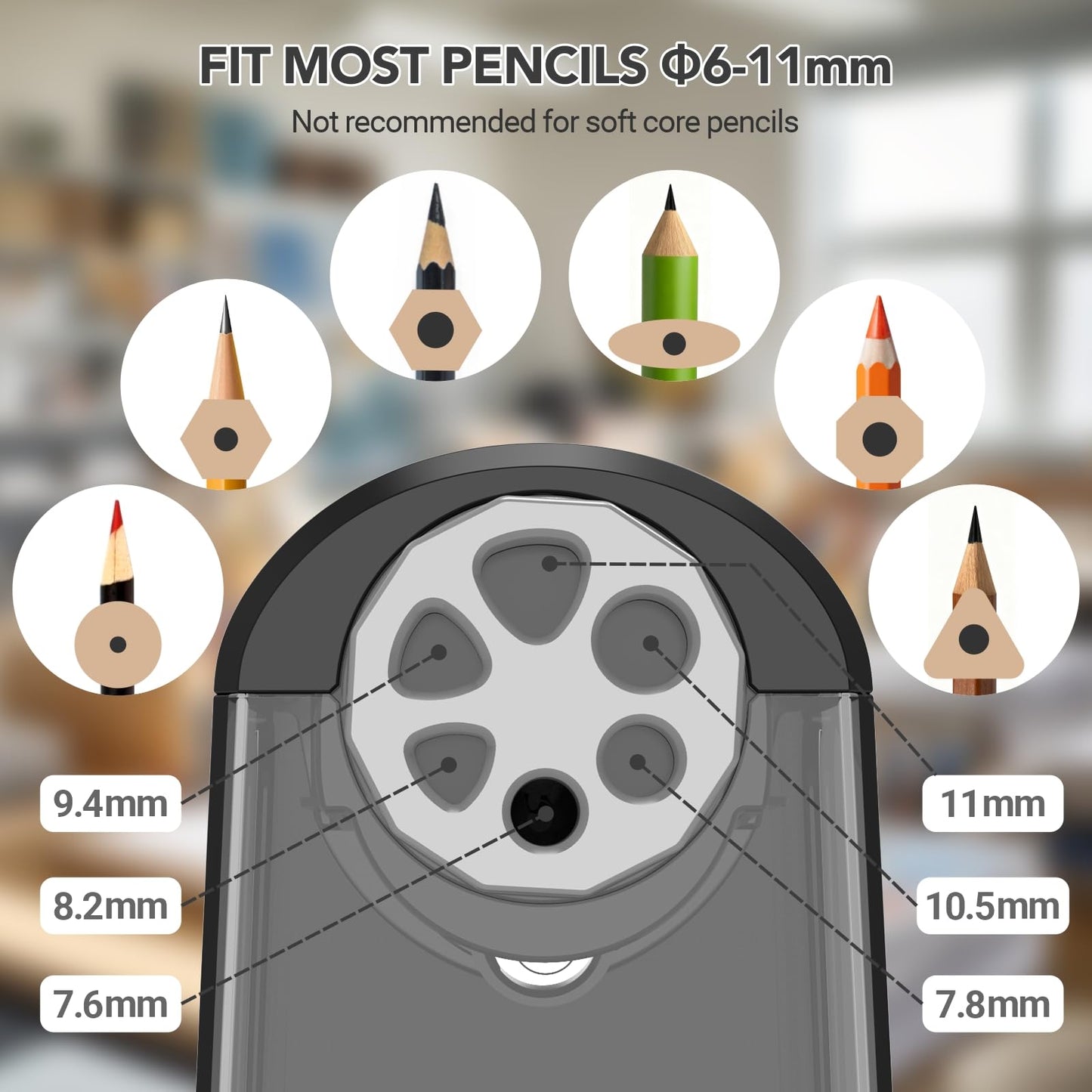 Rechargeable Classroom Electric Pencil Sharpener,PSD2BL