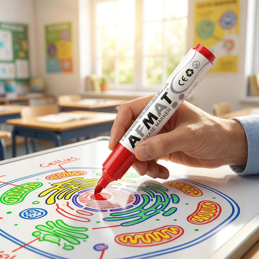AFMAT Dry Erase Markers, 12-Count Whiteboard Markers, 1,100 Meters Writing Distance, Low Odor White Board Markers for Teacher Office Classroom (6 Bullet Tip + 6 Chisel Tip),DB103