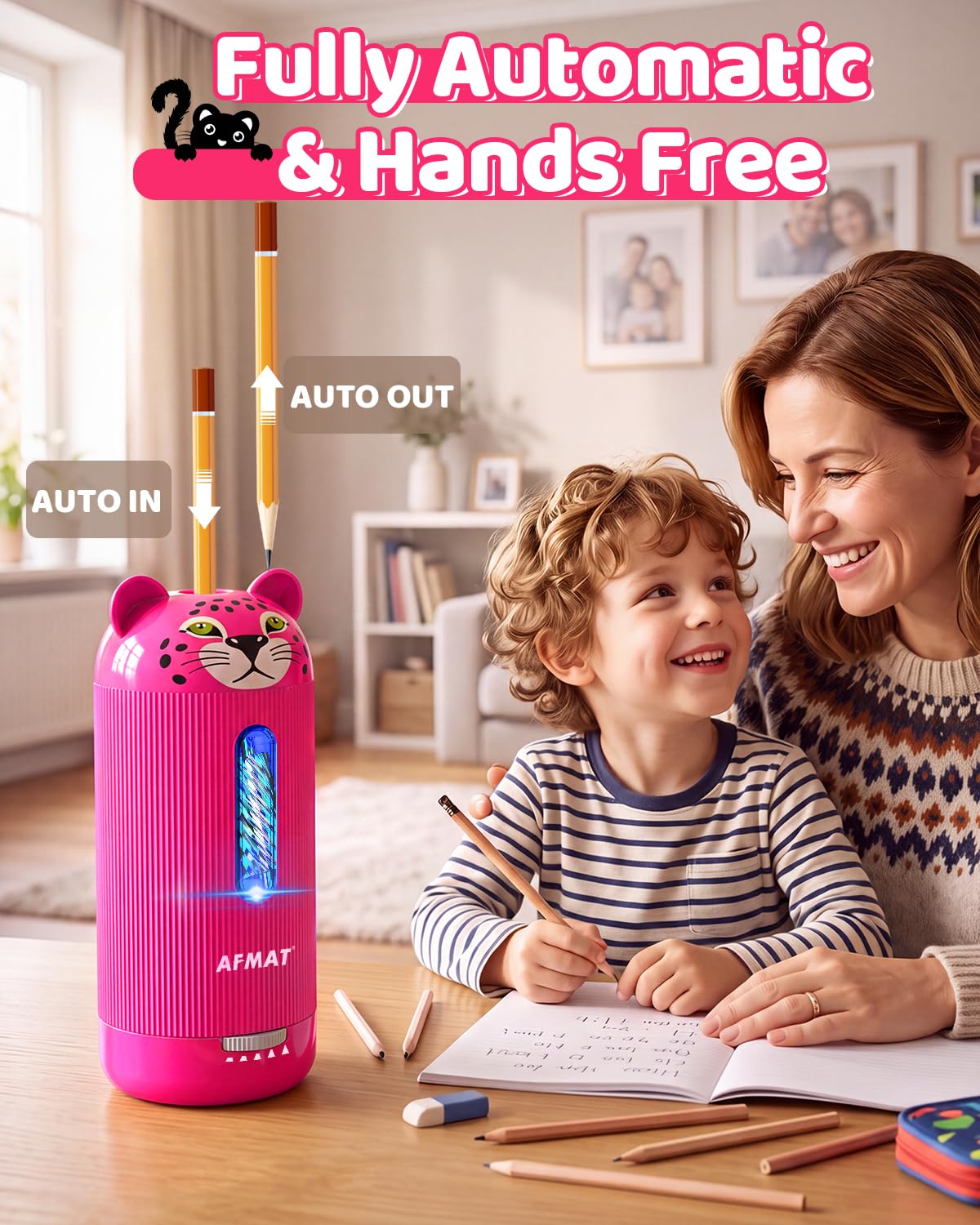 ✅Newest Model Best Features✅ AFMAT PSY1 Electric Pencil Sharpener, Fully Automatic, for 6.5-12mm Pencils,PSY1RR