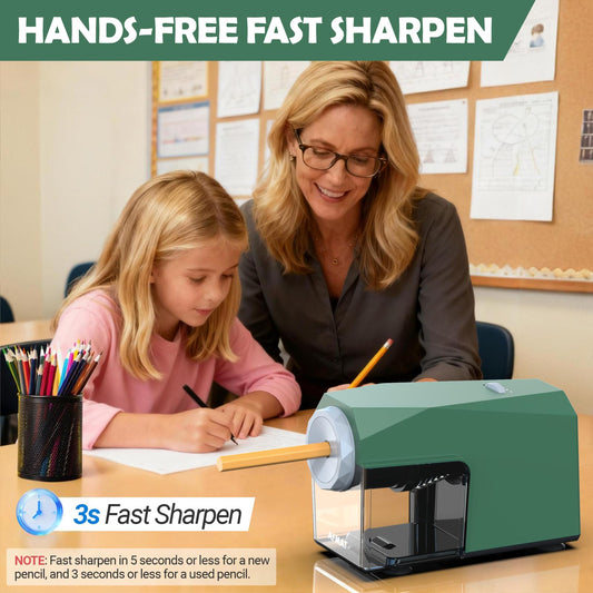 Newly Upgraded Fully Automatic Electric Pencil Sharpener,3X Longer Cutter Life,PSC4GN