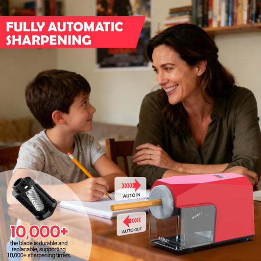 ✅Newest Model With Best Features✅Newly Upgraded Fully Automatic Electric Pencil Sharpener for 6.5-10.5mm No.2/Jumbo/Colored Pencils,3X Longer Cutter Life,PSC4RD