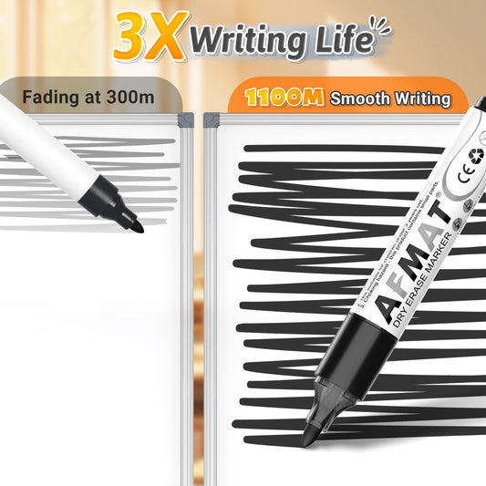 AFMAT 12 Bullet Tip Whiteboard Markers,Black DB10Y7