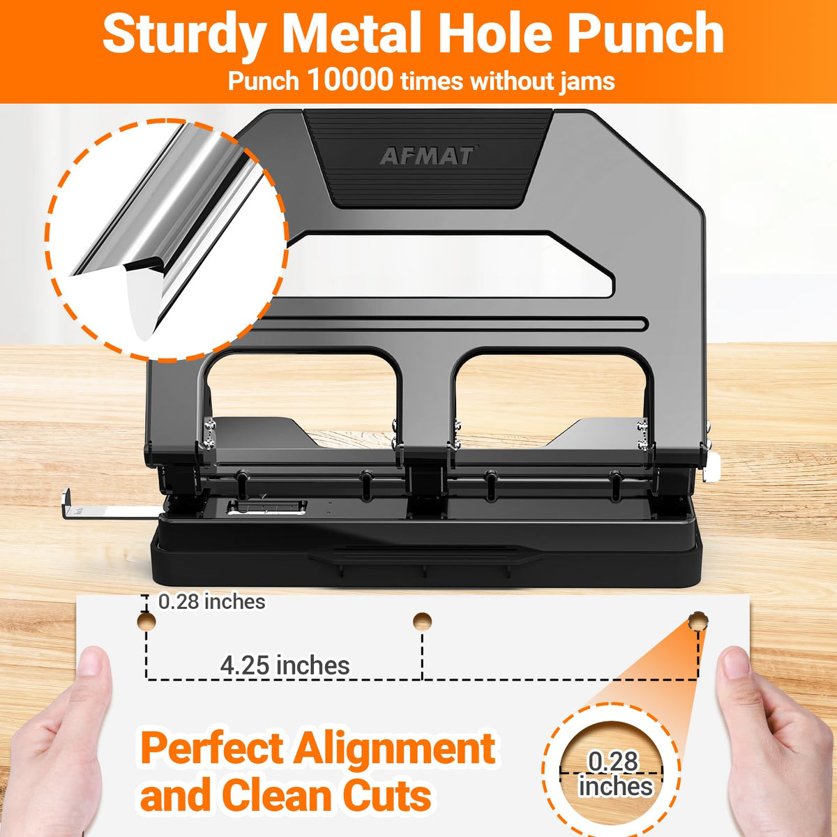 AFMAT 3 Hole Punch Heavy Duty, 9/32
