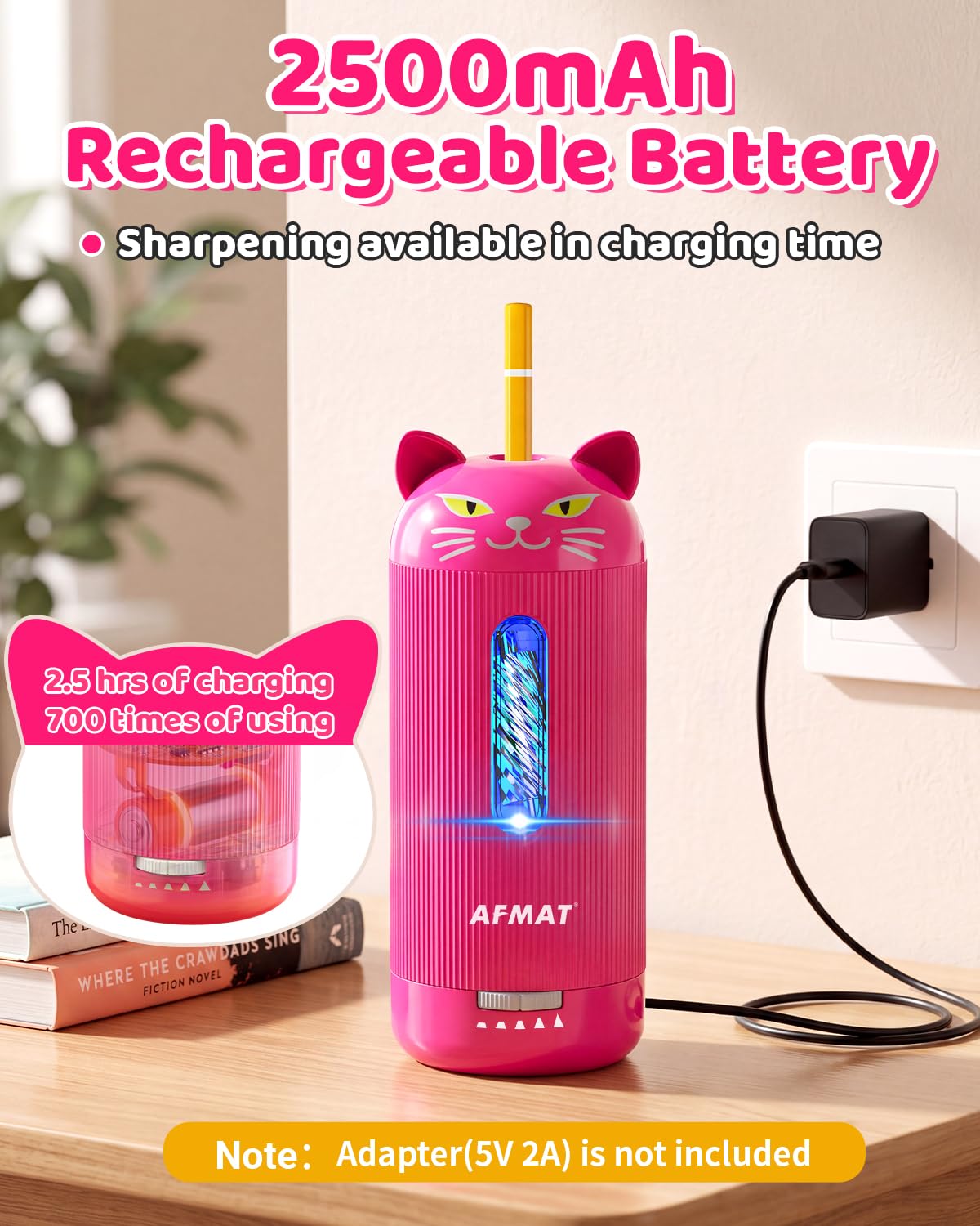 ✅Newest Model Best Features✅ AFMAT PSJ2 Electric Pencil Sharpener, Fully Automatic, for 6.5-12mm Pencils)