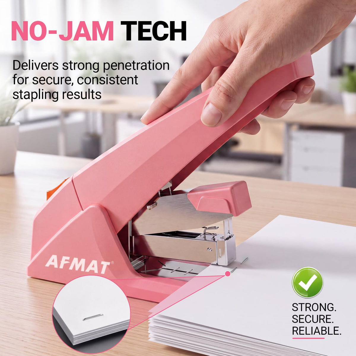 AFMAT ES18 Heavy Duty Stapler, 100-Sheet Effortless Desktop Stapler, ES18PK