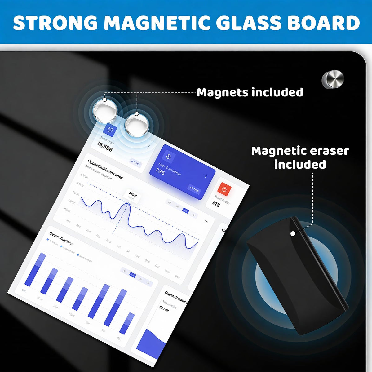 AFMAT Magnetic Glass Dry Erase Board, 72