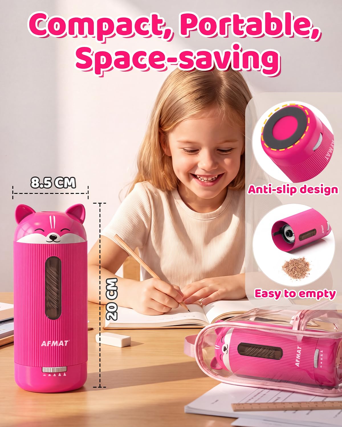 ✅Newest Model Best Features✅ AFMAT PSJ3 Electric Pencil Sharpener, Fully Automatic, for 6.5-12mm Pencils,PSJ3RR