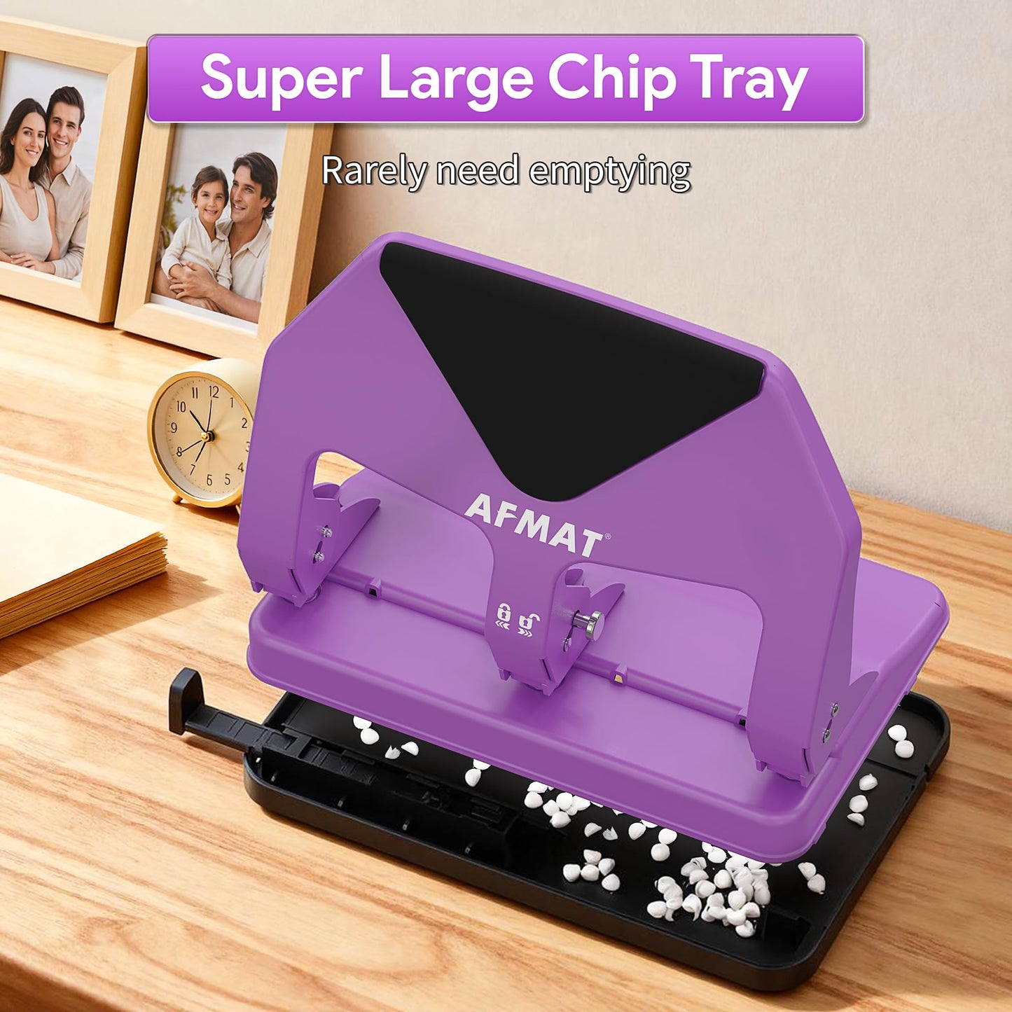 AFMAT HP20 Heavy Duty 3 Hole Punch, 60% Reduced Effort, 50-Sheet 3 Hole Puncher for Binder, 10,000+ Uses
