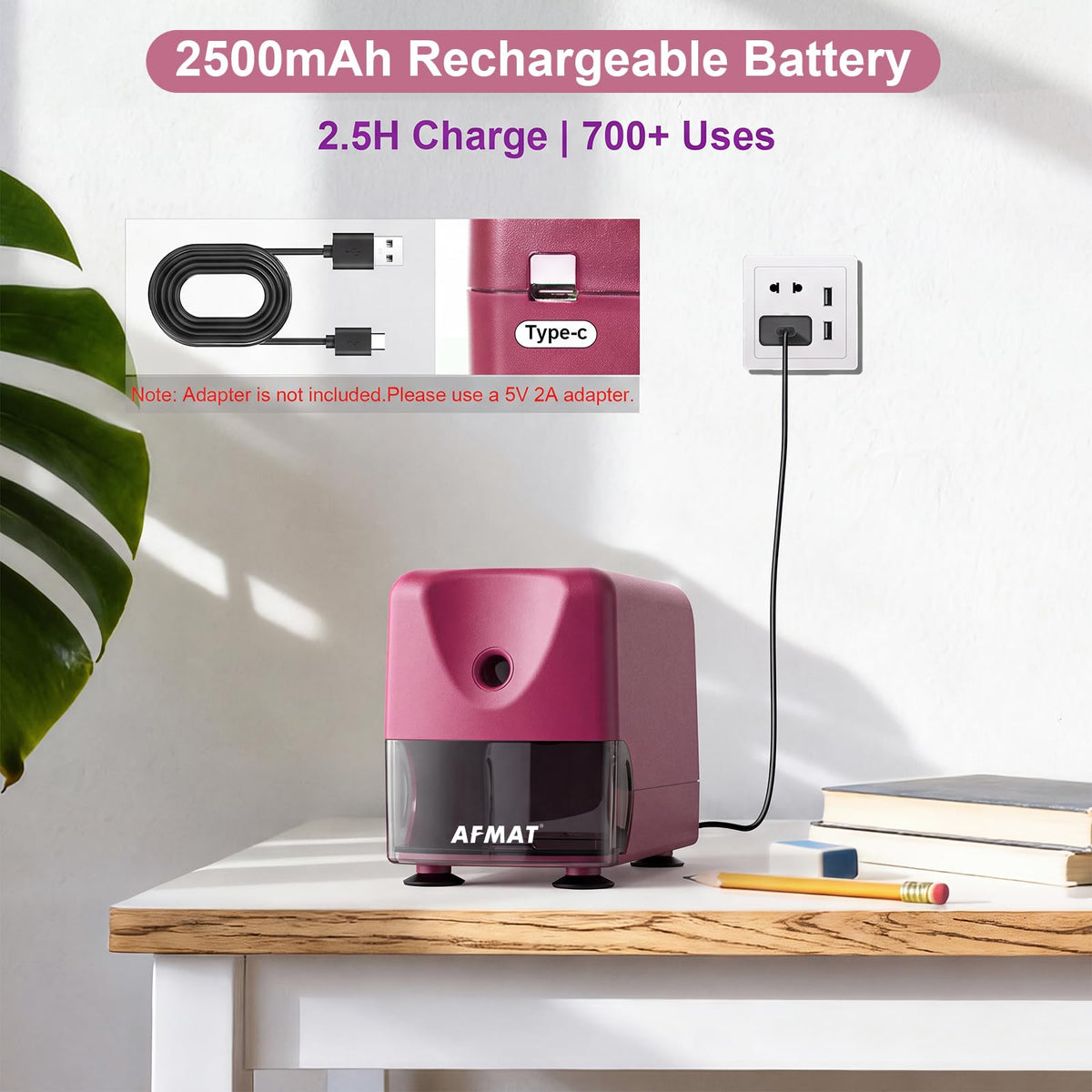 🏫Classroom Must-Haves Every Teacher Needs🏫Electric Pencil Sharpener for Classroom, Cordless & Rechargeable & Heavy Duty, for 6-11mm Pencils, 10,000 Sharpenings,PSD3RW