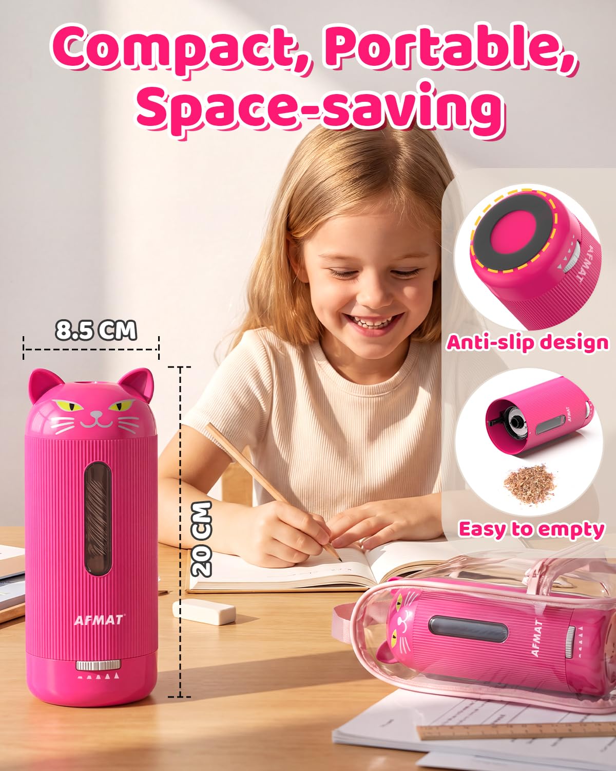 ✅Newest Model Best Features✅ AFMAT PSJ2 Electric Pencil Sharpener, Fully Automatic, for 6.5-12mm Pencils)