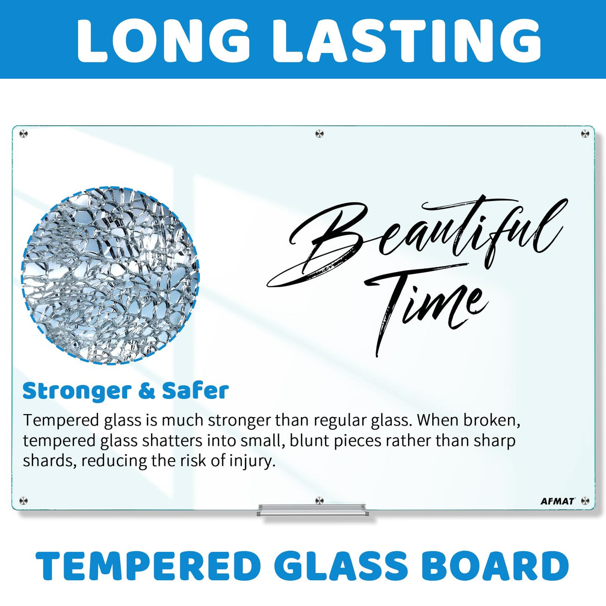 AFMAT Magnetic Glass Dry Erase Board, 72