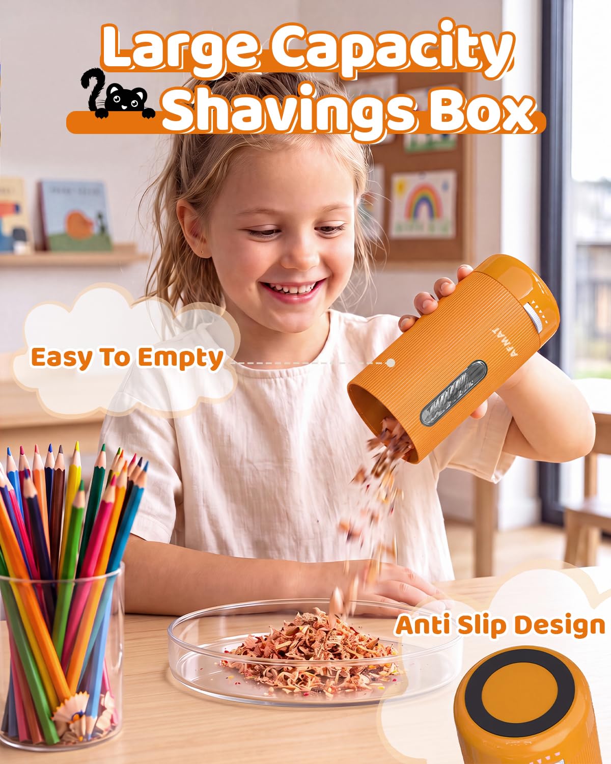 ✅Newest Model Best Features✅ AFMAT PSY3 Electric Pencil Sharpener, Fully Automatic, for 6.5-12mm Pencils,PSY3BN