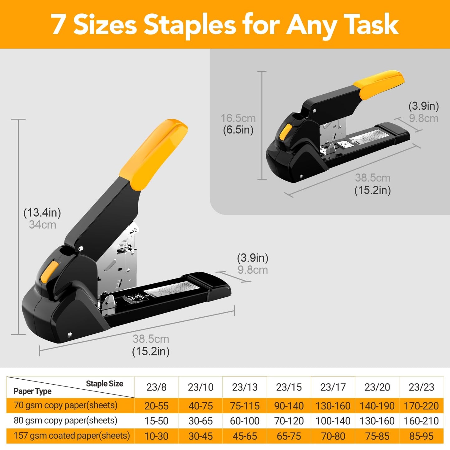 AFMAT Heavy Duty Stapler, 220 Sheets Capacity Stapler for Classroom, 60% Reduced Effort, Jam Free, Adjustable Paper Depth, Metal Desk Office Staplers w/ 50,000+ Uses, Includes 7000Pcs Staples, ES15OR
