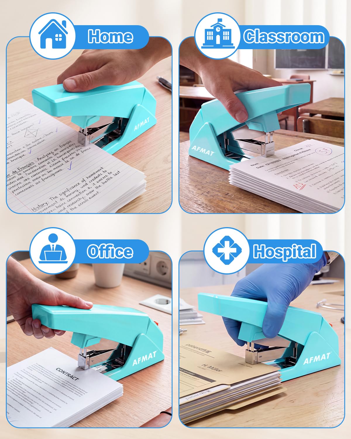 AFMAT ES18 Heavy Duty Stapler, 100-Sheet Effortless Desktop Stapler, ES18BE