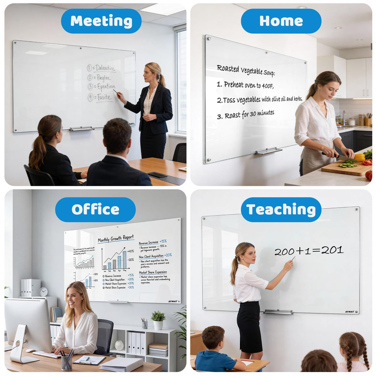 Magnetic Glass Dry Erase Board, 72