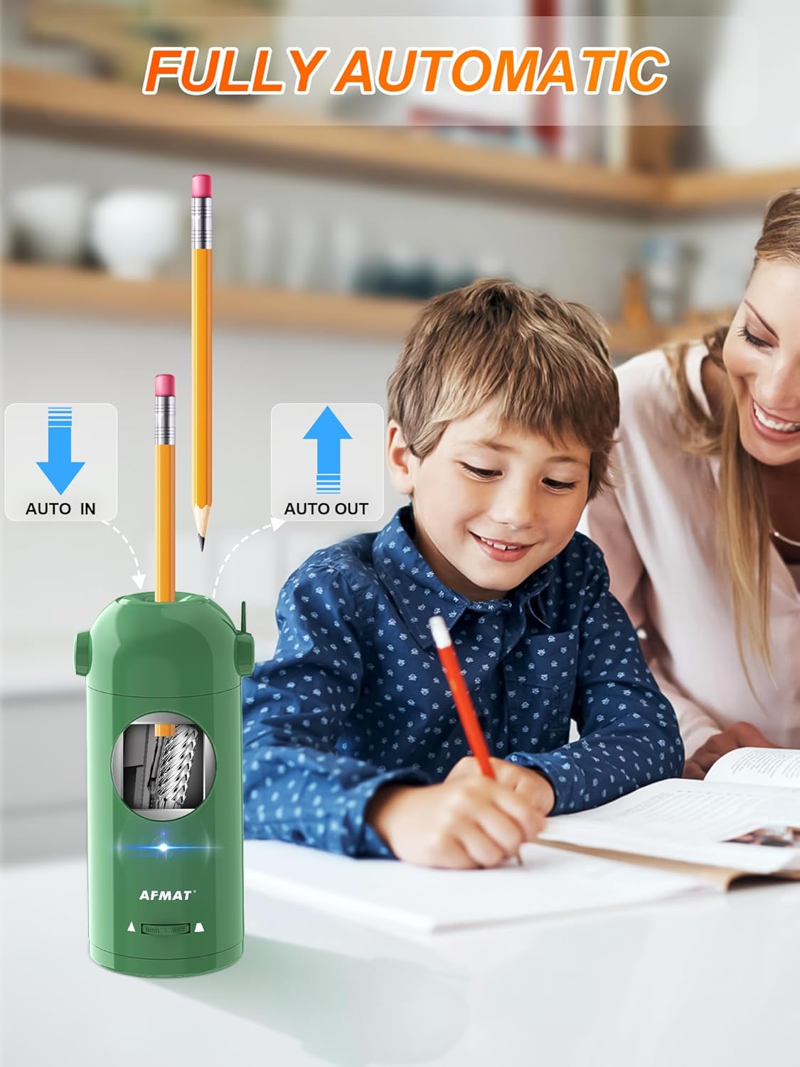 Available in Canada:AFMAT PSX5 Fully Automatic Electric Pencil Sharpener,AFMAT Electric Robot Pencil Sharpener for Colored Pencils 7-11.5mm,Blue