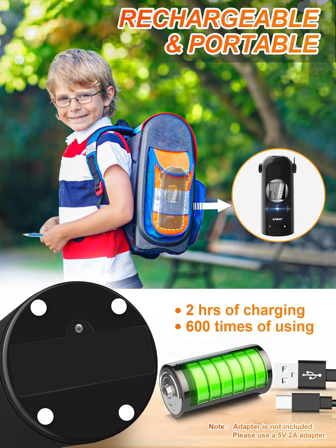 đ”Used-goodđ”Fully Automatic Rechargeable Electric Pencil Sharpener for 7-11.5mm Colored/Jumbo Pencils, PSX5BK