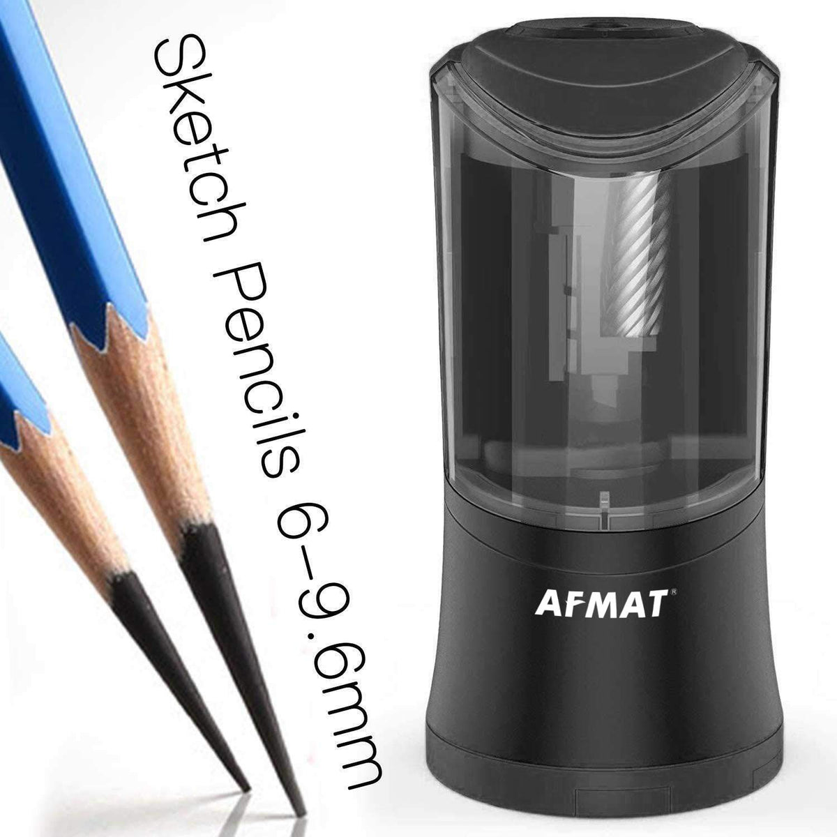 🎨Artists Must Have 🎨Electric Long Point Pencil Sharpener, 2 Holes, Fast Sharpen & Auto Stop, 8-17mm Long Point, Rechargeable Artist Pencil Sharpener for 6-9.6mm Large Pencils, Charcoal/Drawing/Colored Pencils,PS09
