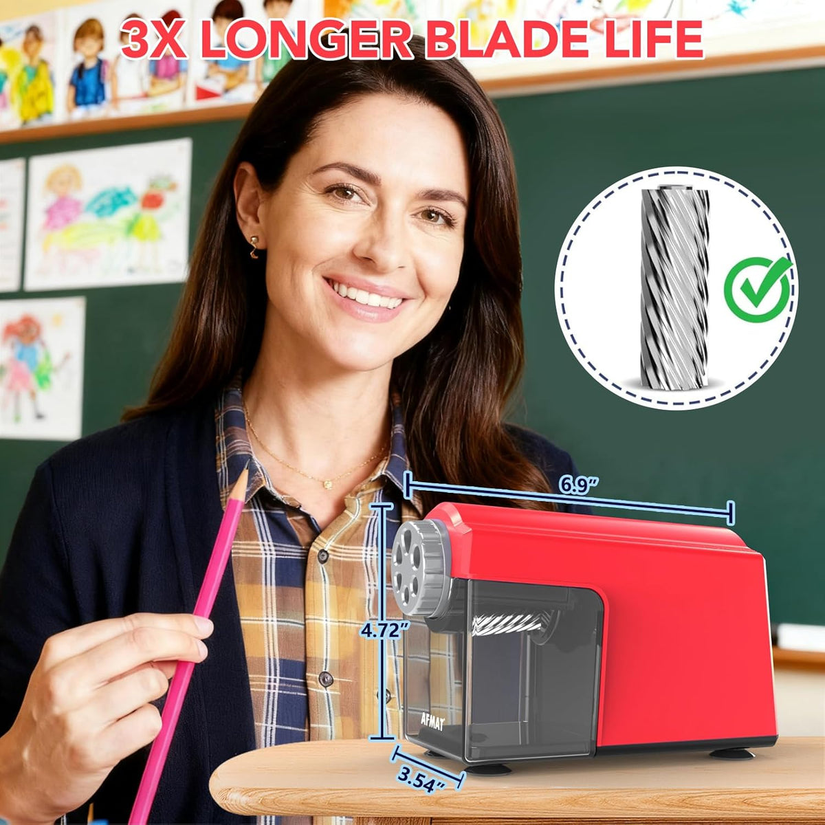 🥰Classroom Must-Haves Every Teacher Needs🥰Electric Pencil Sharpener for Classroom, 6 Holes & Cordless & Rechargeable &Heavy Duty, 10K+ Uses, for 6-11mm No.2/Large/Colored Pencils,PSD4RD