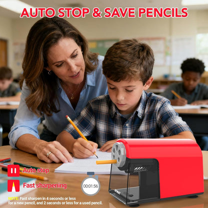 AFMAT PSD2 Rechargeable Super Durable 6-Hole Electric Pencil Sharpener Heavy Duty for 6-11mm Pencils, Upgraded Durable Blades 10,000+ Sharpenings,Auto Stop Super Fast,PSD2RD