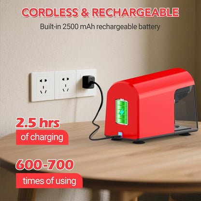 AFMAT PSD2 Rechargeable Super Durable 6-Hole Electric Pencil Sharpener Heavy Duty for 6-11mm Pencils, Upgraded Durable Blades 10,000+ Sharpenings,Auto Stop Super Fast,PSD2RD