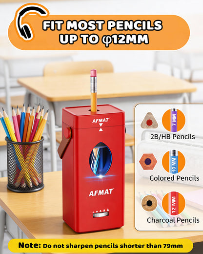 ✅Newest Model With Best Features✅Newly Upgraded Fully Automatic Rechargeable Electric Pencil Sharpener for 6-12mm No.2/Jumbo Pencils, 3X Longer Cutter Life, PSC7RD