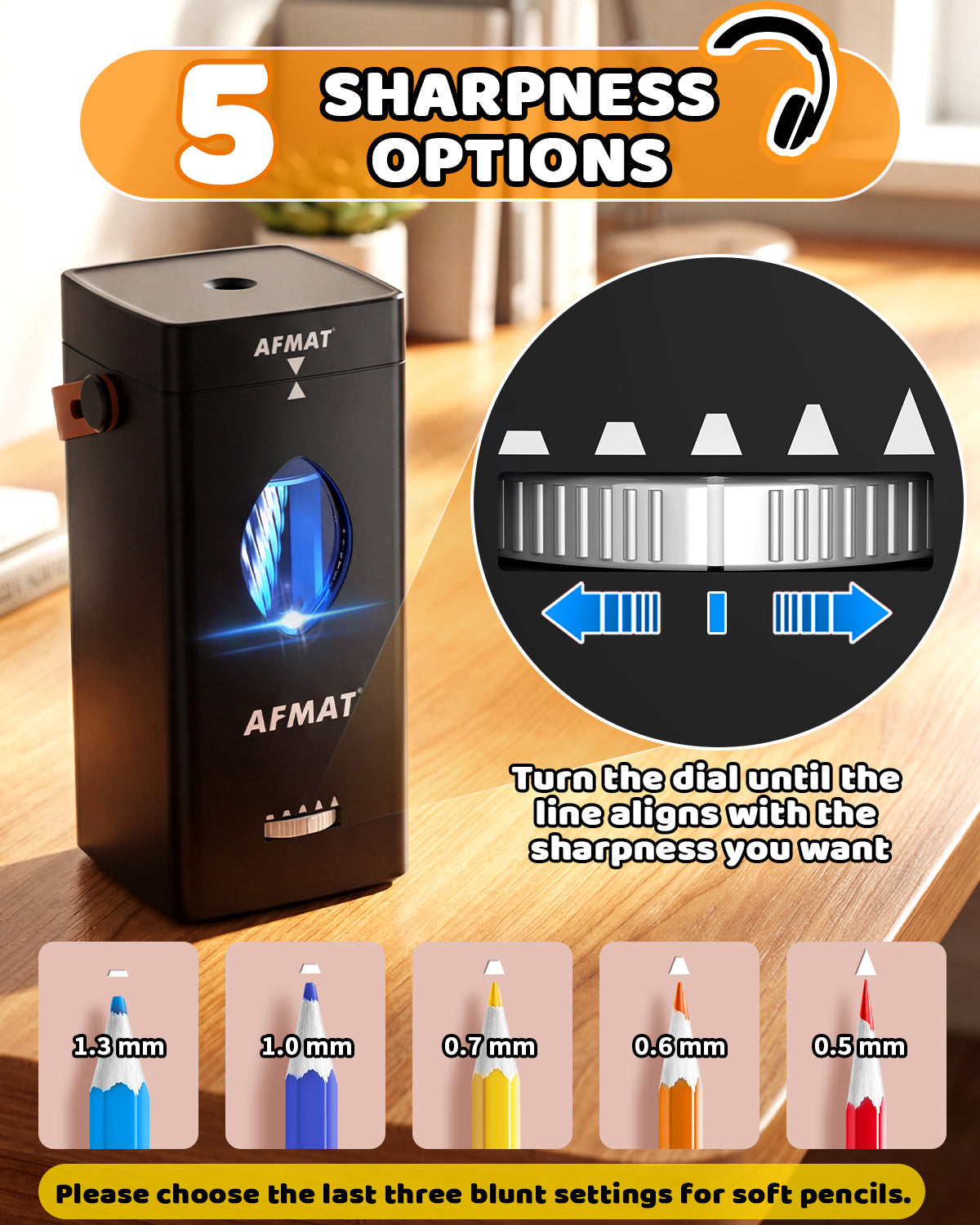 Newly Upgraded Fully Automatic Rechargeable Electric Pencil Sharpener for 6-12mm No.2/Jumbo Pencils, 3X Longer Cutter Life, PSC7BK