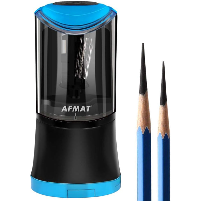 AFMAT PS09 Rechargeable Auto Stop Long Point Pencil Sharpener  for Artist,8-17mm Long Pencil Nibs,for 6-9.6mm Large Pencil Charcoal Drawing Sketching Colored Pencils,Blue