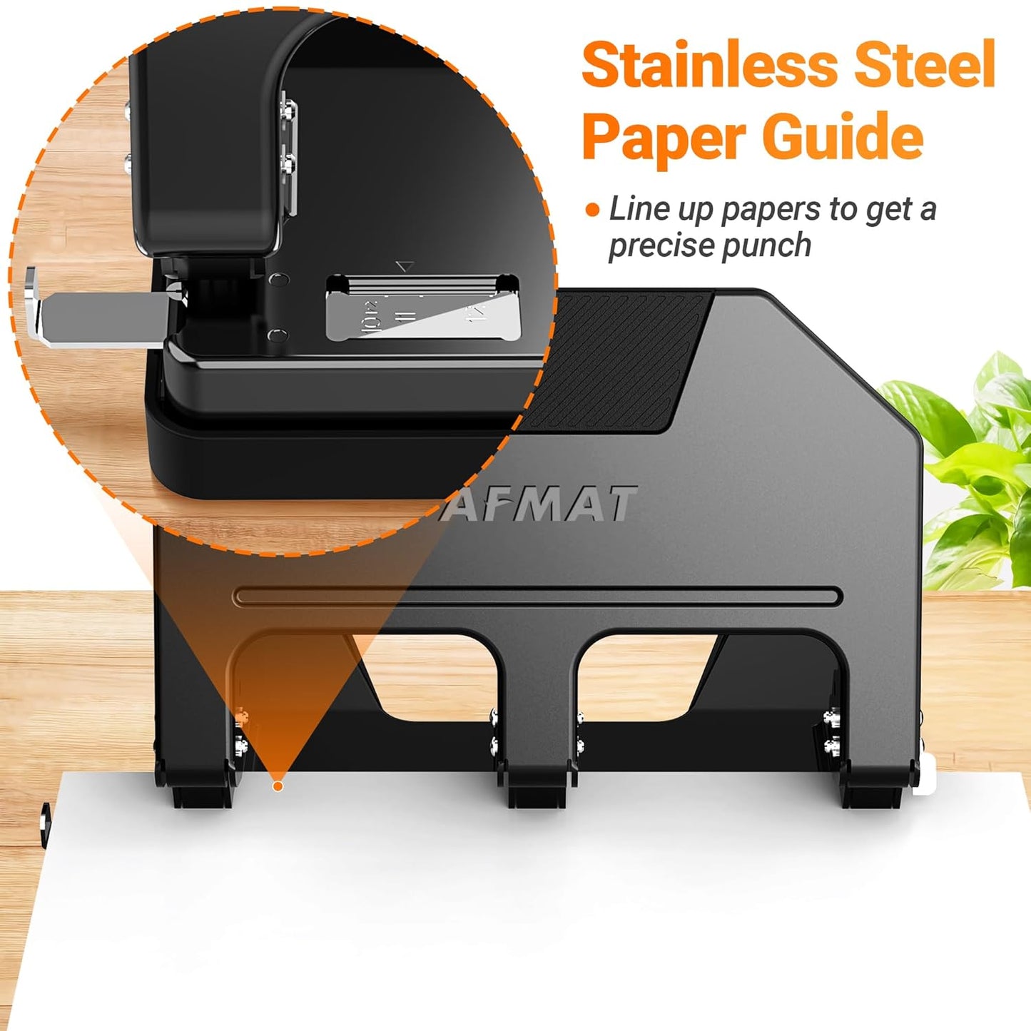 AFMAT HPX3 3 Hole Punch Heavy Duty, 40-Sheet 3 Hole Puncher for Binder, Metal Three Hole Punch w/ 10000+ Punching Times,Blue