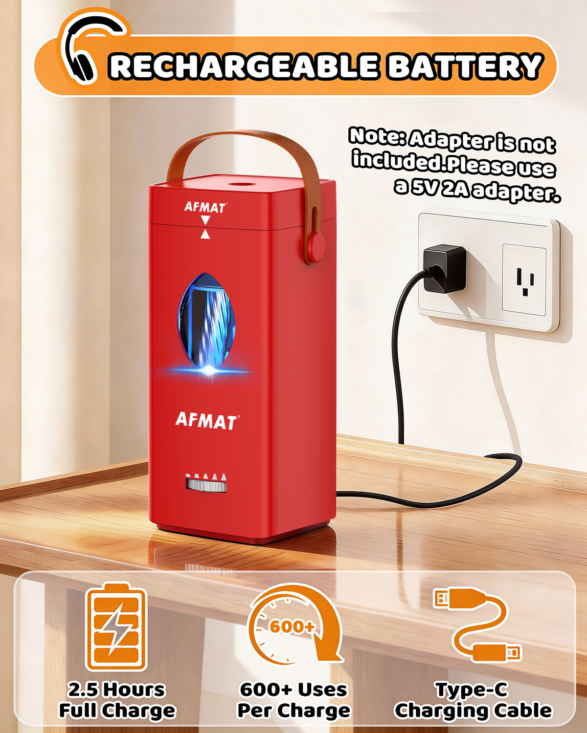 ✅Newest Model With Best Features✅Newly Upgraded Fully Automatic Rechargeable Electric Pencil Sharpener for 6-12mm No.2/Jumbo Pencils, 3X Longer Cutter Life, PSC7RD