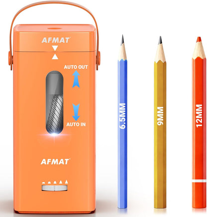 Newly Upgraded Fully Automatic Rechargeable Electric Pencil Sharpener for 6-12mm No.2/Jumbo Pencils, 3X Longer Cutter Life,PSC6OR