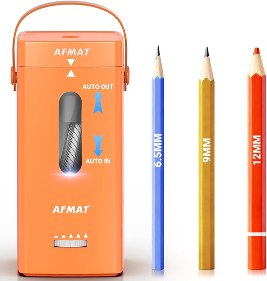 Newly Upgraded Fully Automatic Rechargeable Electric Pencil Sharpener for 6-12mm No.2/Jumbo Pencils, 3X Longer Cutter Life,PSC6OR