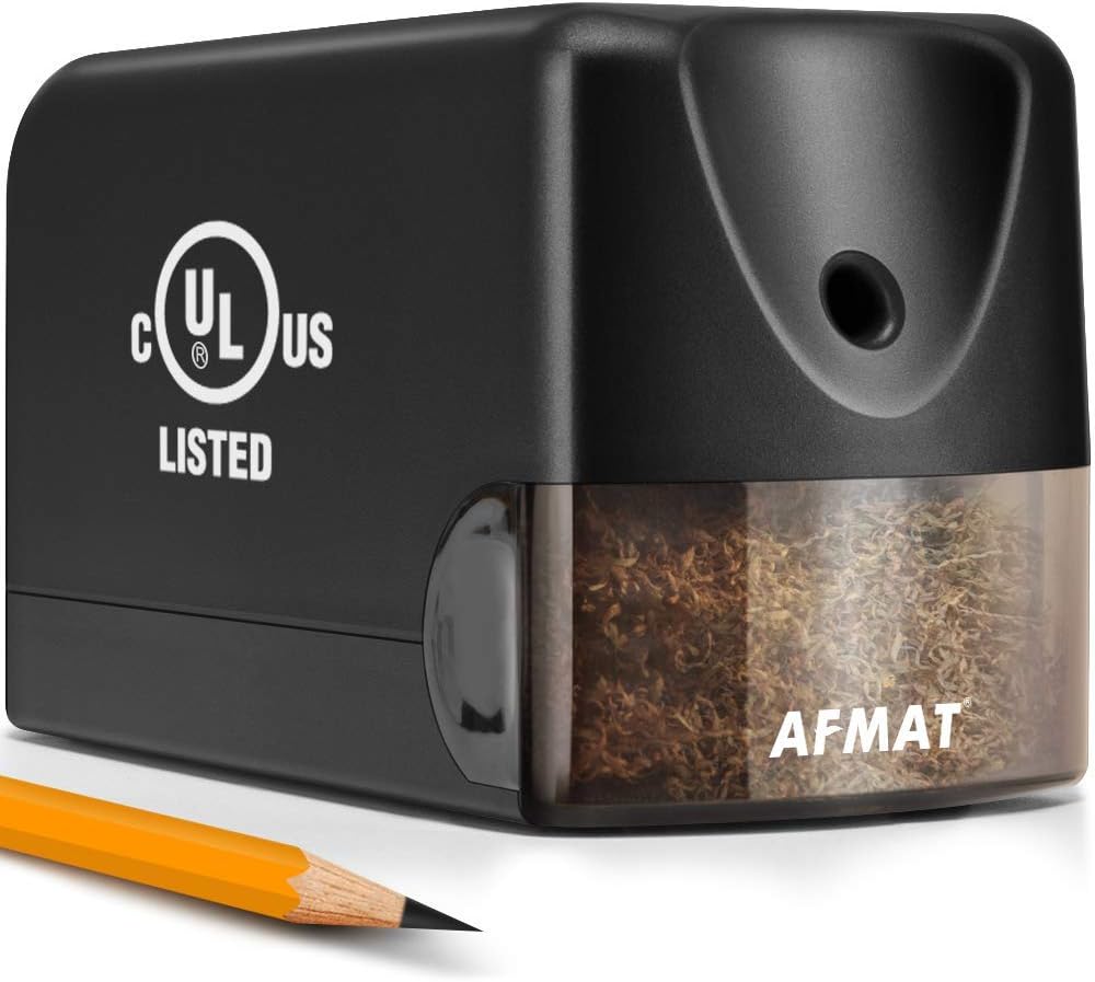 Disponible en México:AFMAT PS13 Sacapuntas eléctrico, sacapuntas resistentes para el aula de 6,5 a 8 mm, n.º 2, de colores, con certificación UL, con hoja helicoidal más fuerte, el mejor sacapuntas escolar,Negro
