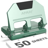 AFMAT 3 Hole Punch Heavy Duty, 9/32" Hole Diameter, 50-Sheet 3 Hole Puncher for Binder, 50% Reduced Effort, Metal Three Hole Punch w/ 10,000+ Uses, Bulit-in S.S. Paper Guide, Large Chip Tray, HPX5GN