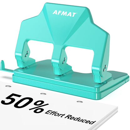 AFMAT HP14 3 Hole Punch Heavy Duty, 40-Sheet Three Hole Punch, 50% Reduced Effort Metal Paper Puncher w/Large Chip Tray,Blue
